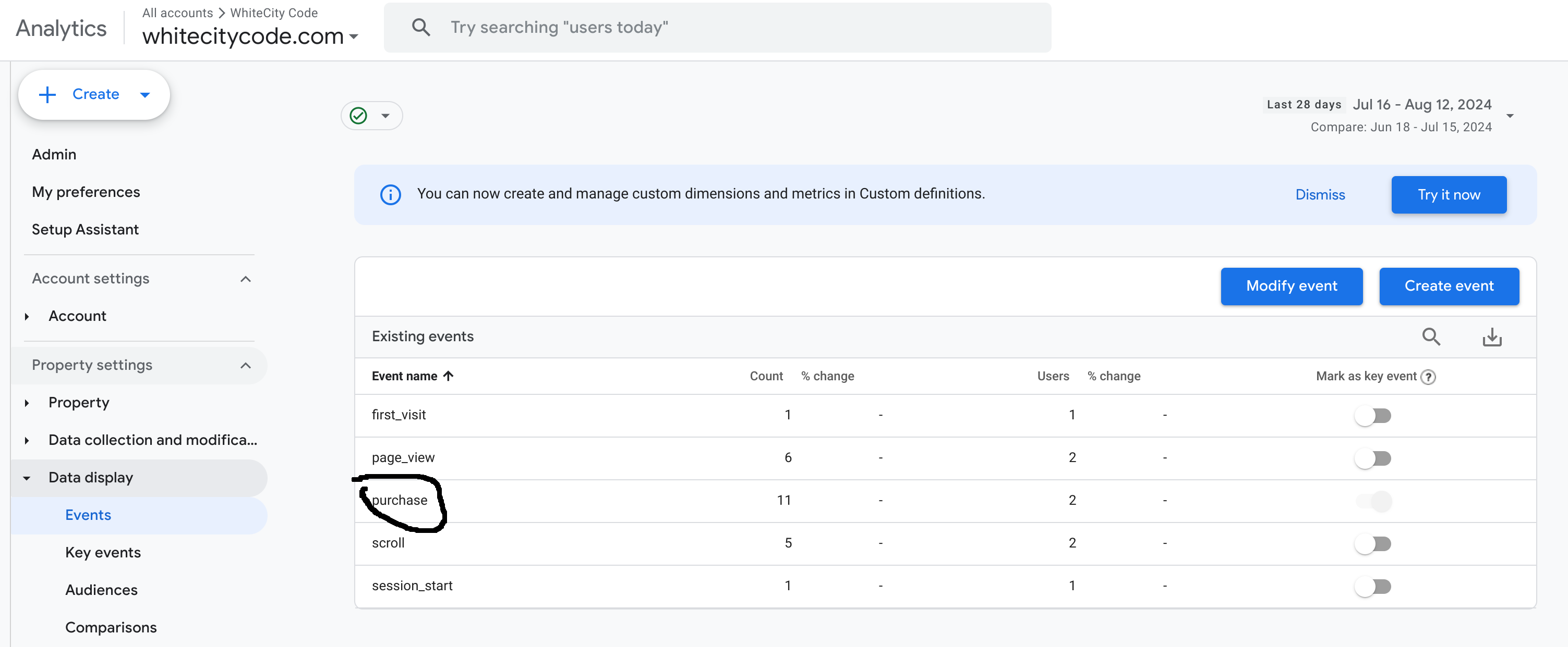 Google Analytics events