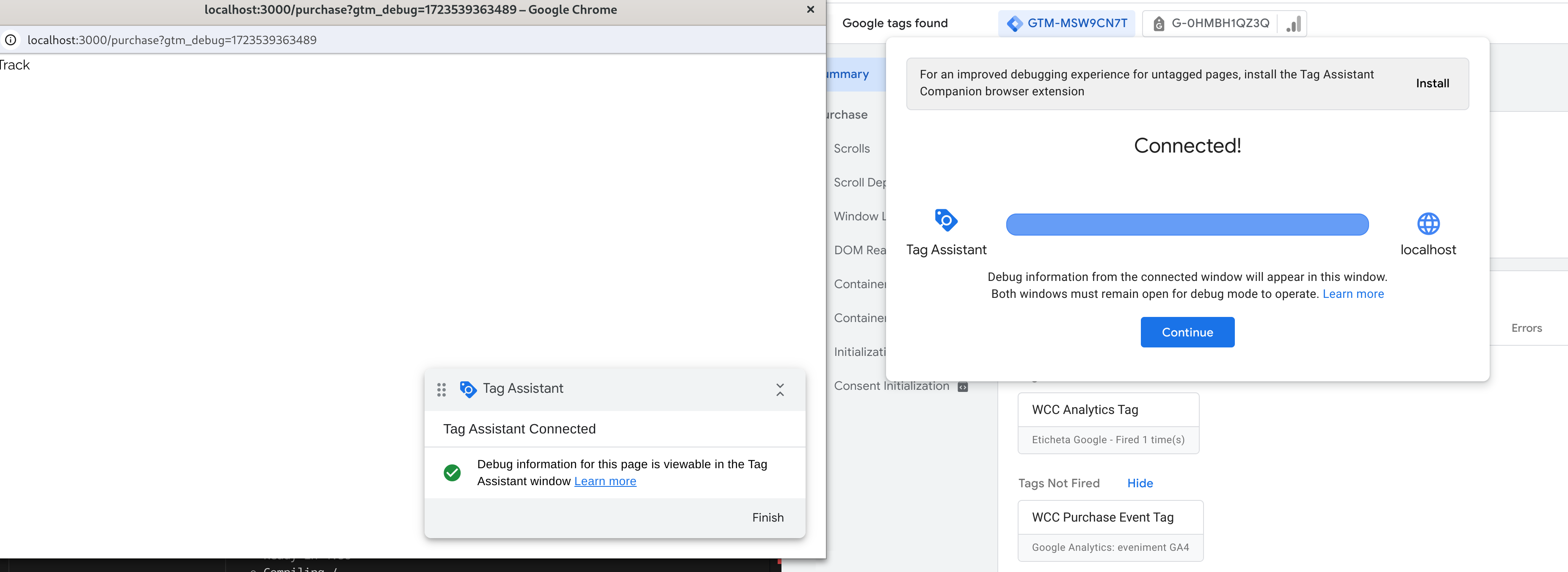 GTM debugging on localhost