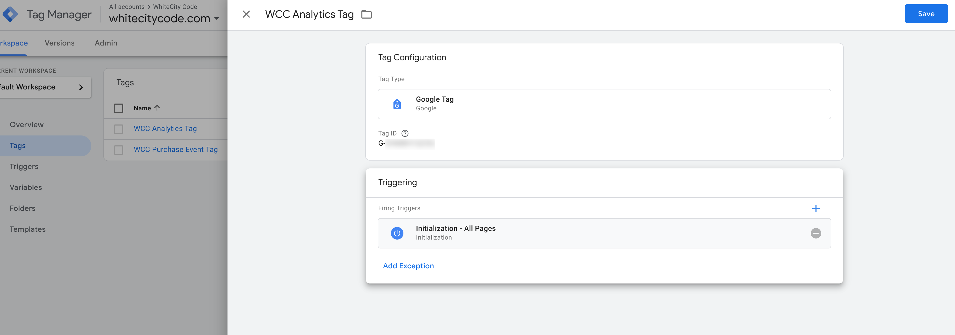 GTM initialization tag connecting with the GA property